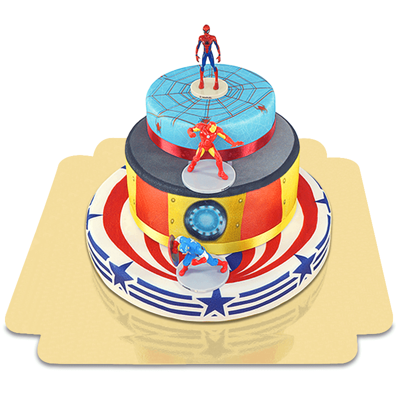Gâteau thème Avengers, gâteau thème Marvel en pâte à sucre - Super Gâteaux