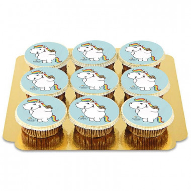 9 Cupcakes Licornes Chubby Unicorn - Bleu