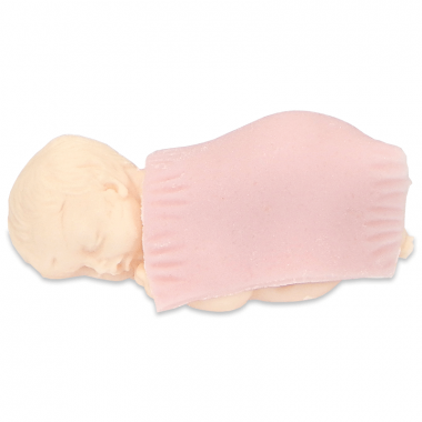 Figurine de bébé avec sa couverture rose