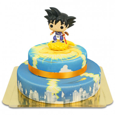 Goku enfant sur son gâteau Kinto-un à 2 étages