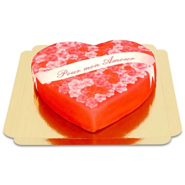 Gâteau "Pour mon Amour" en forme de coeur