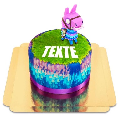 Gâteau avec figurine Lama de Fortnite