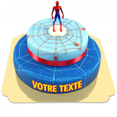 Gâteau Spiderman et sa toile d'araignée avec ruban