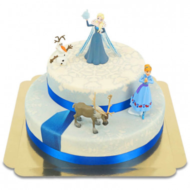 Reine des neiges et ses compagnons sur gâteau