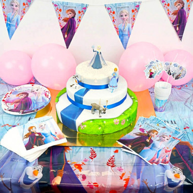 Kit d'anniversaire "La Reine des neiges" (gâteau inclus)