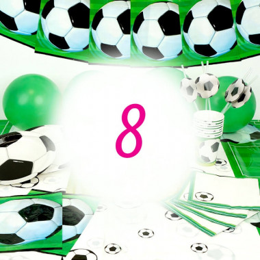 Kit de décoration de football pour 8 personnes (gâteau non inclus)
