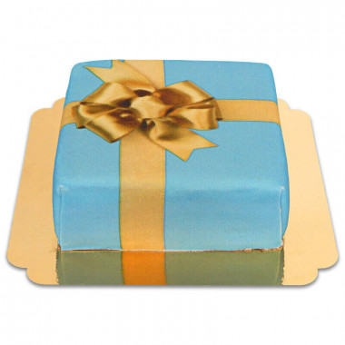 Gâteau-boîte à cadeaux bleu