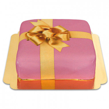 Gâteau-boîte à cadeaux rose