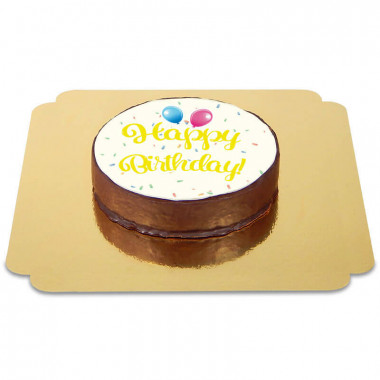 Gâteau Sacher Happy Birthday Jaune