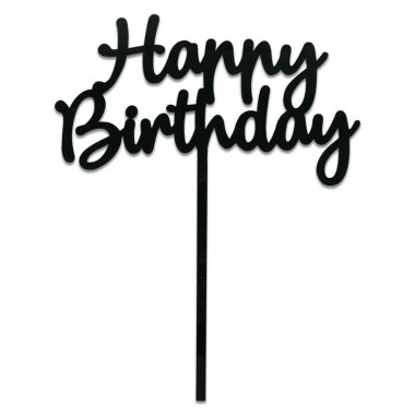 Cake Topper Happy Birthday noir