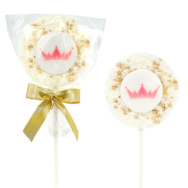 Sucettes blanches au praliné et noix de coco râpée avec logo (10 pièces)