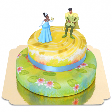 La princesse et la grenouille sur gâteau deux étages