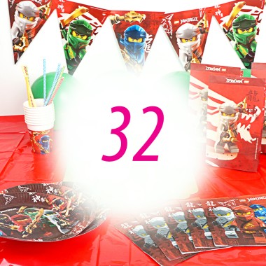 Kit de décorations "Lego Ninjago " - 32 enfants (gâteau non inclus) 