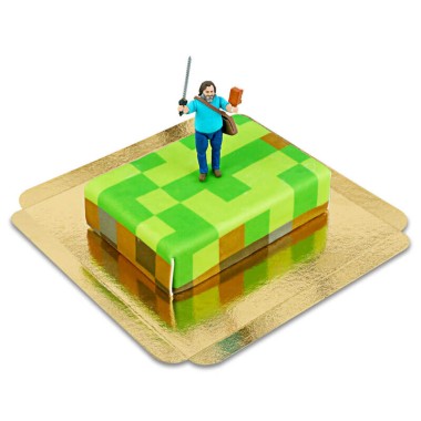 Figurines Minecraft® sur gâteau « monde des jeux »