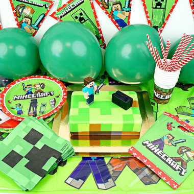 Kit d'anniversaire Minecraft (gâteau inclus)