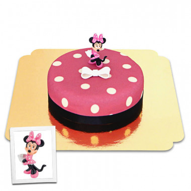 Minnie sur gâteau rose à pois