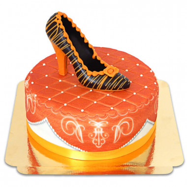 Escarpin en chocolat sur gâteau deluxe orange