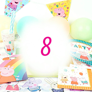 Kit de décorations "Peppa Pig" - 8 enfants (gâteau non inclu)