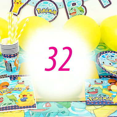 Kit de décorations Pokémon pour 32 personnes (gâteau non inclus)