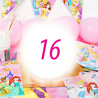 Kit anniversaire "Princesse" - 16 enfants (gâteau non inclu)