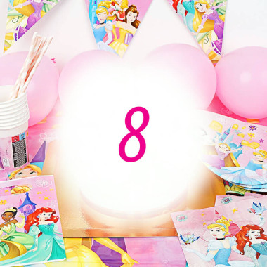 Kit anniversaire "Princesse" - 8 enfants (gâteau non inclu)