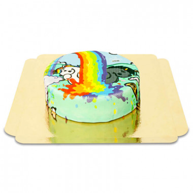 Gâteau arc-en-ciel Licorne Chubby Unicorn et Chubby Grognon