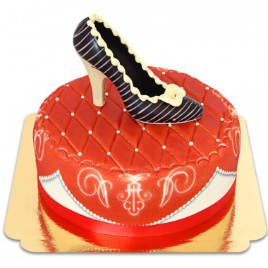 Escarpin en chocolat sur gâteau deluxe rouge