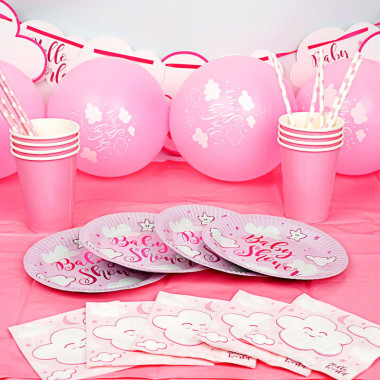 Kit de décoration Baby Shower rose