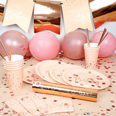 Kit de décoration "Anniversaire rose gold" (gâteau non inclus)