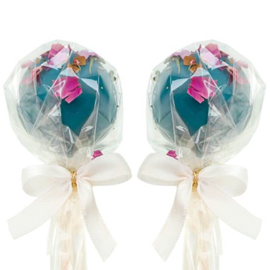 Cake-Pops ronds Bleus avec pétales de rose (12 pièces)