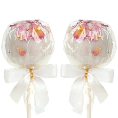 Cake-Pops ronds Blancs avec pétales de rose (12 pièces)