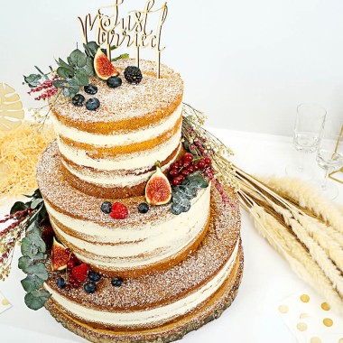 Gâteau de mariage 3 étages avec décorations & Topper - 65 personnes