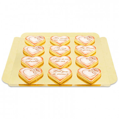 Biscuits Saint Valentin avec message d'amour - Rouge (12 pièces)