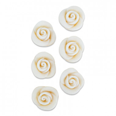 Roses blanches pâte d'amande (6 pièces)