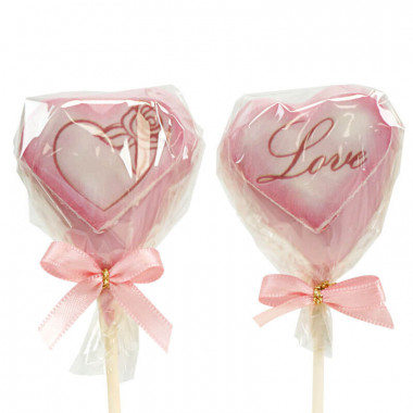 Cake-Pops Saint Valentin roses en forme de coeur (12 pièces)