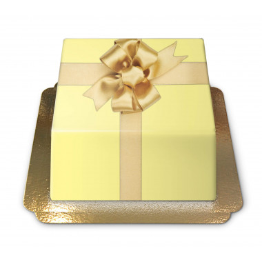 Gâteau-boîte à cadeaux jaune