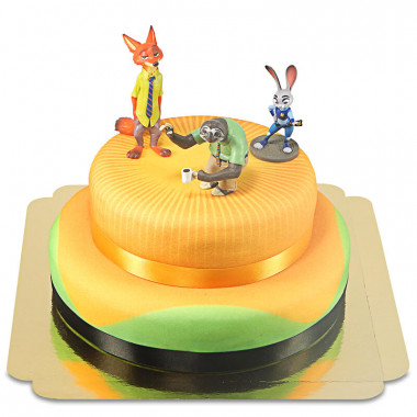 Zootopie - Judy, Nick & Flash sur un gâteau à deux étages 