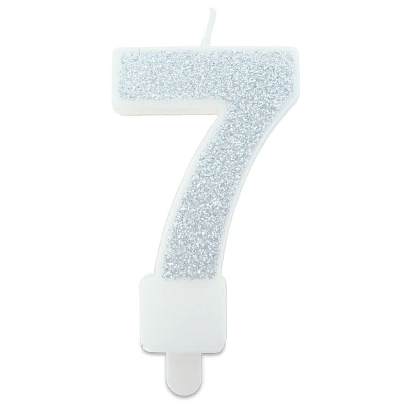 Bougie chiffre argentée 7 (env. 6 cm)