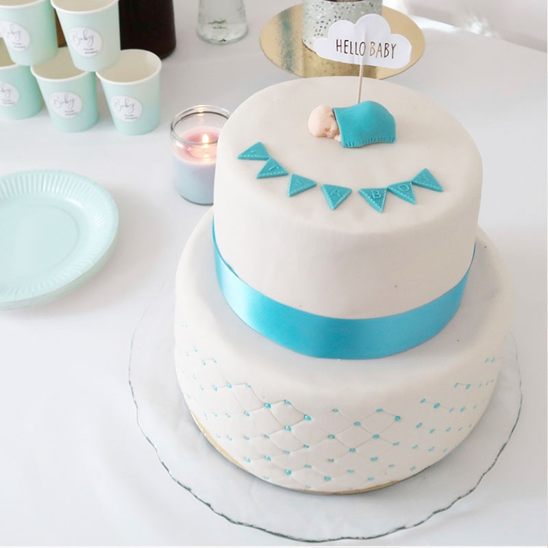 Gâteau Baptême Bleu - deux étages