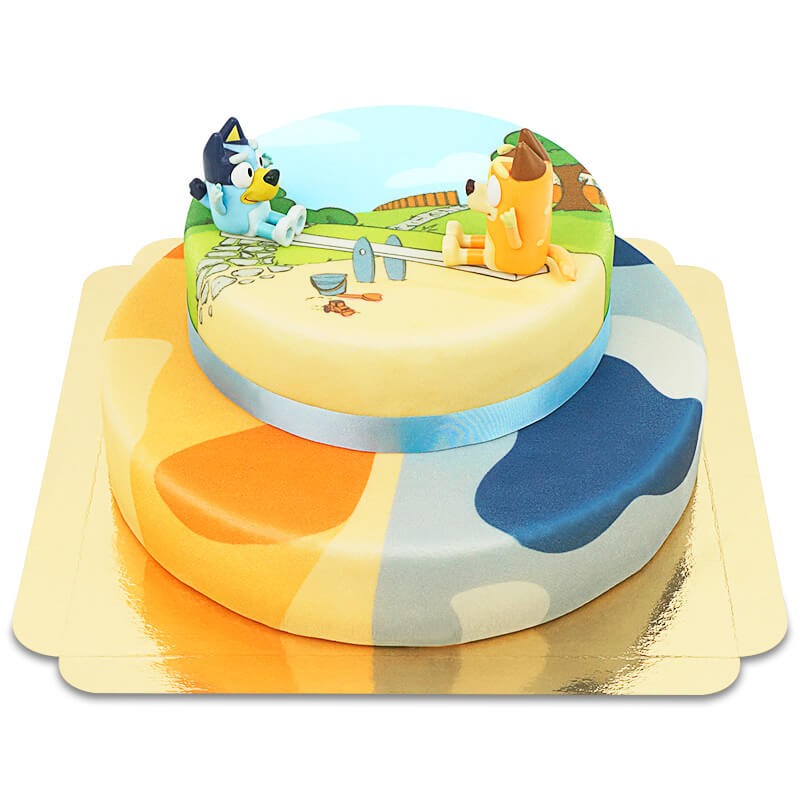 Figurine Bluey® sur gâteau à deux étages
