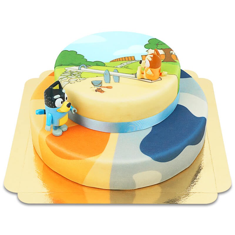 Figurine Bluey® sur gâteau à deux étages