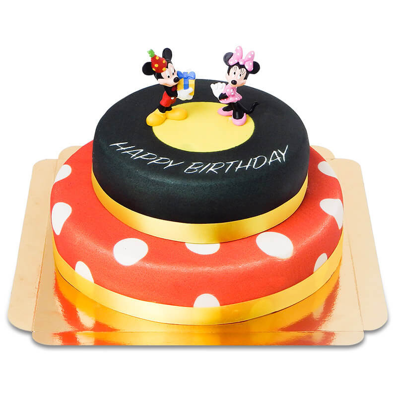 Gâteau Anniversaire Minnie et Mickey à deux étages