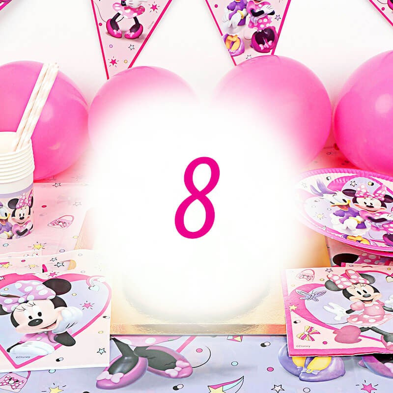 Kit de décoration Minnie pour 8 personnes (gâteau non inclus)