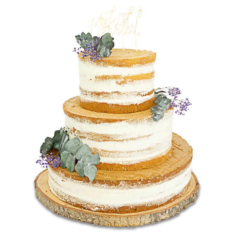 Décoration Fleurs séchées - Eucalyptus et Gypsophile violette sur Naked Cake à 3 étages