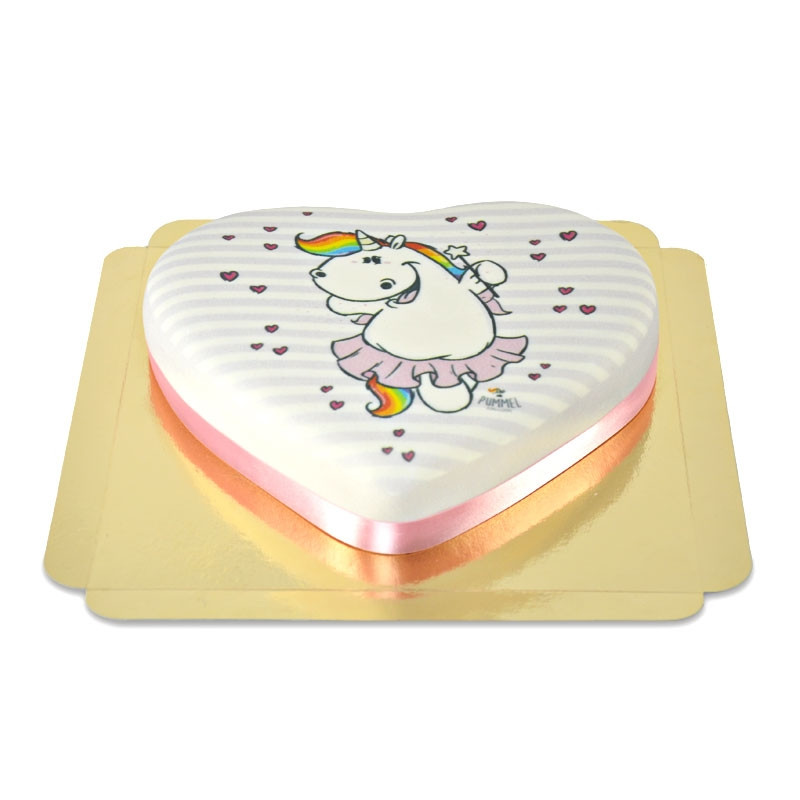 Gâteau Licorne Chubby Unicorn en forme de coeur