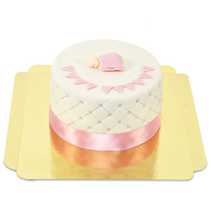 Gâteau bébé 1 an fille rose pâle