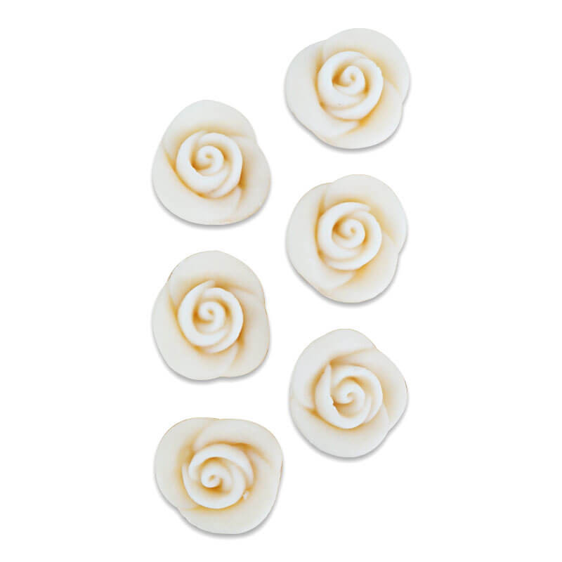 Rose blanche pâte d'amande (6 pièces)