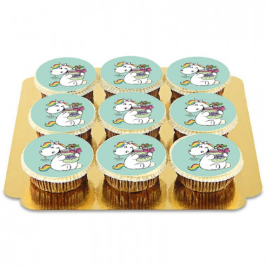 9 Cupcakes Licornes - Vert