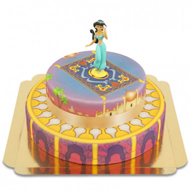 Figurine Jasmine survolant son palais sur gâteau