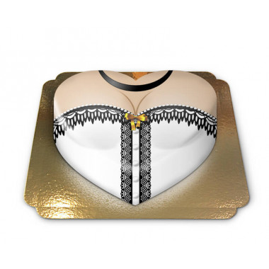 Gâteau corset blanc en forme de coeur